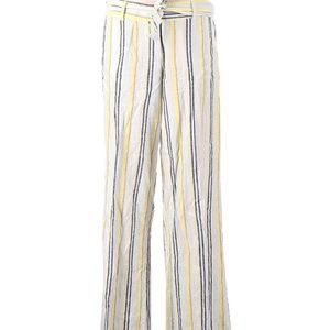 For Cynthia Striped Yellow and Blue Linen Pants